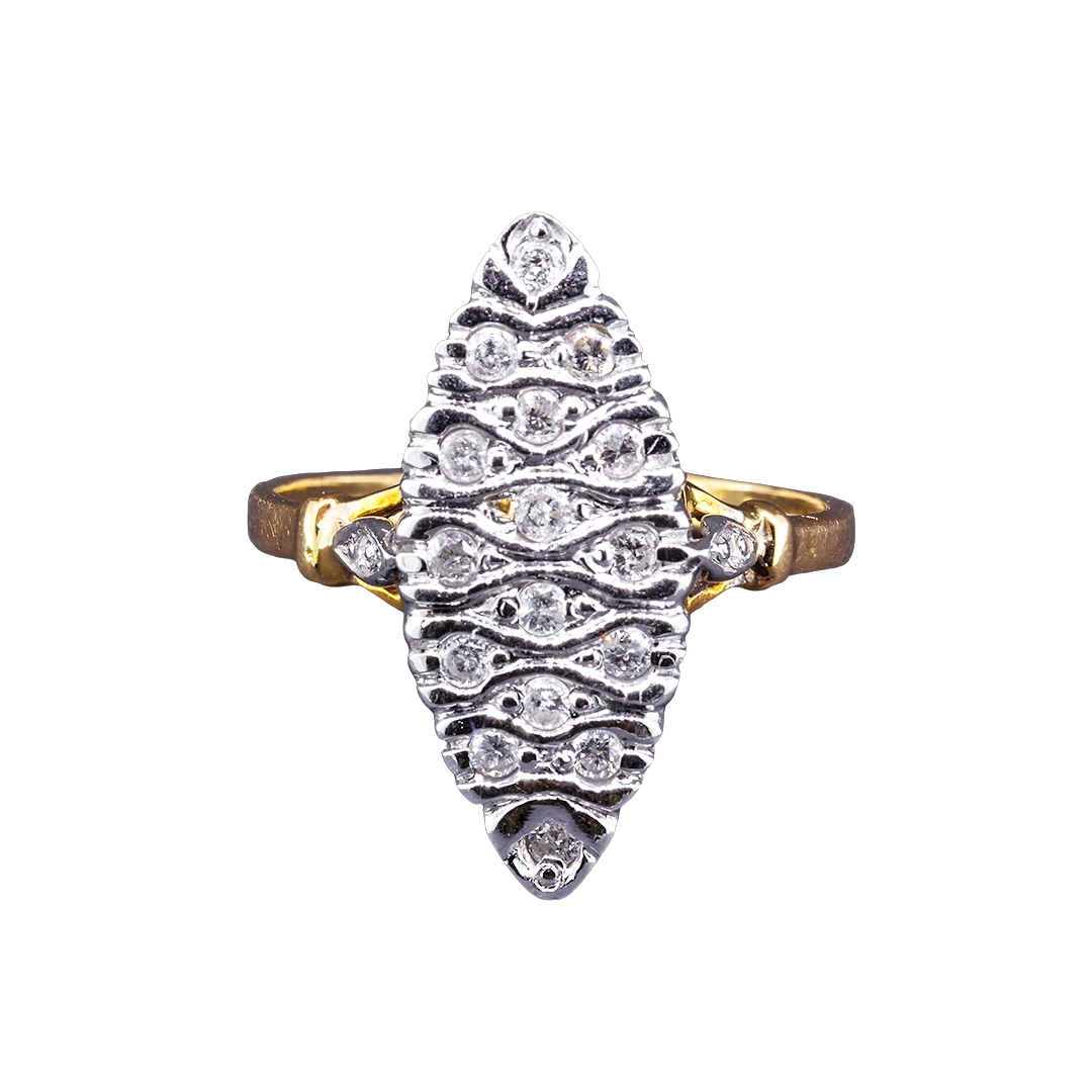 Złoty pierścionek markiza z brylantami, Vintage, Paryż