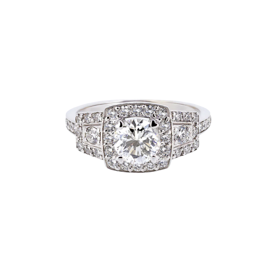 Złoty pierścionek zaręczynowy z brylantami 1.65 ct
