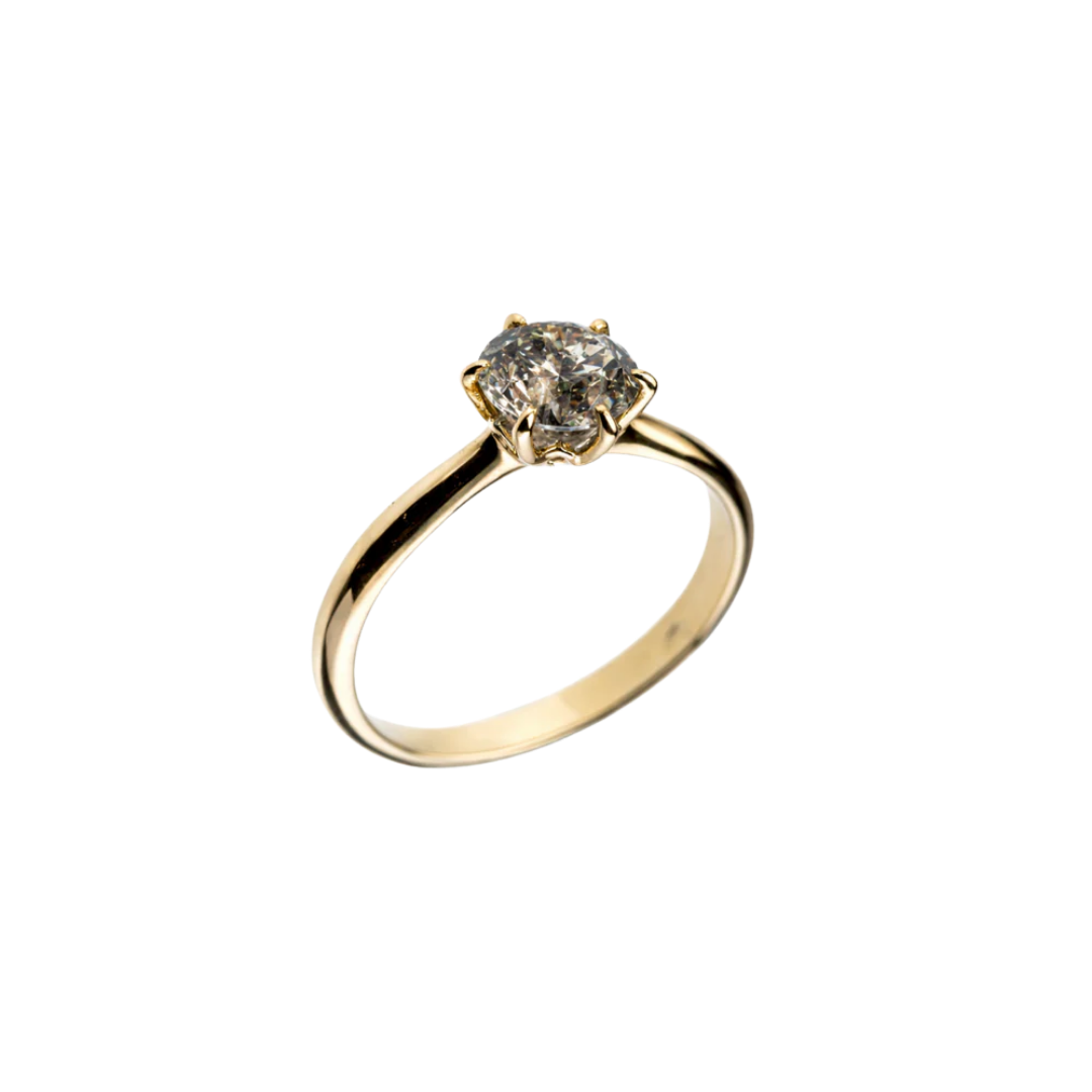 Gold engagement ring with a 1 ct Salt & Pepper diamond