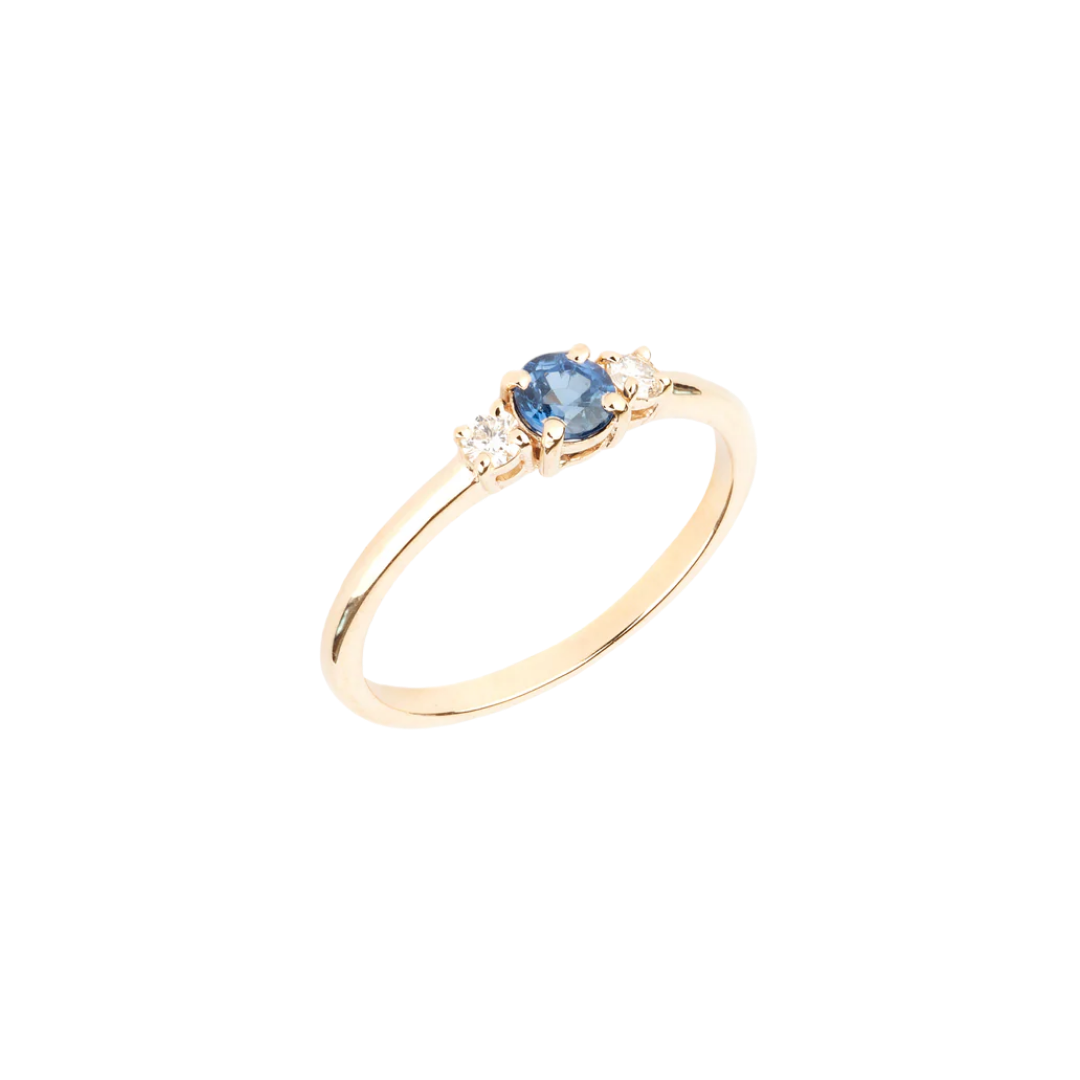 Złoty pierścionek zaręczynowy z trzema kamieniami - Trinity