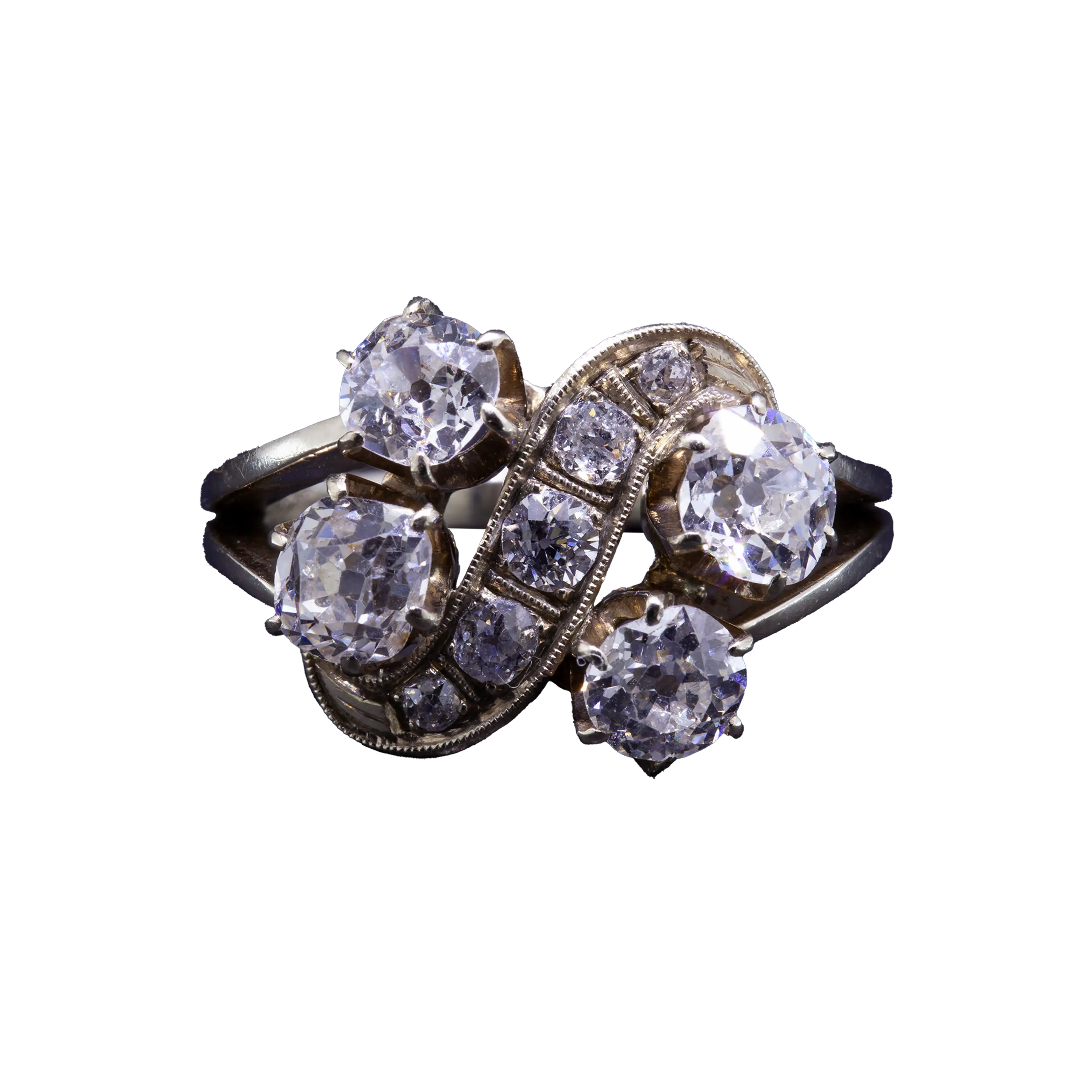 Gold ring with old cut diamonds, Vienna, mid-20th century.