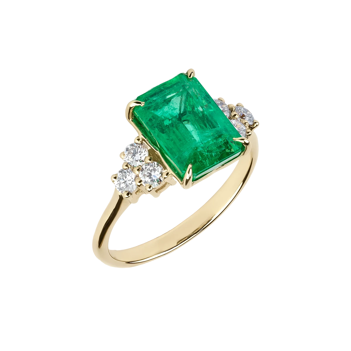 Gold ring with Colombian emerald 2.54 ct and diamonds