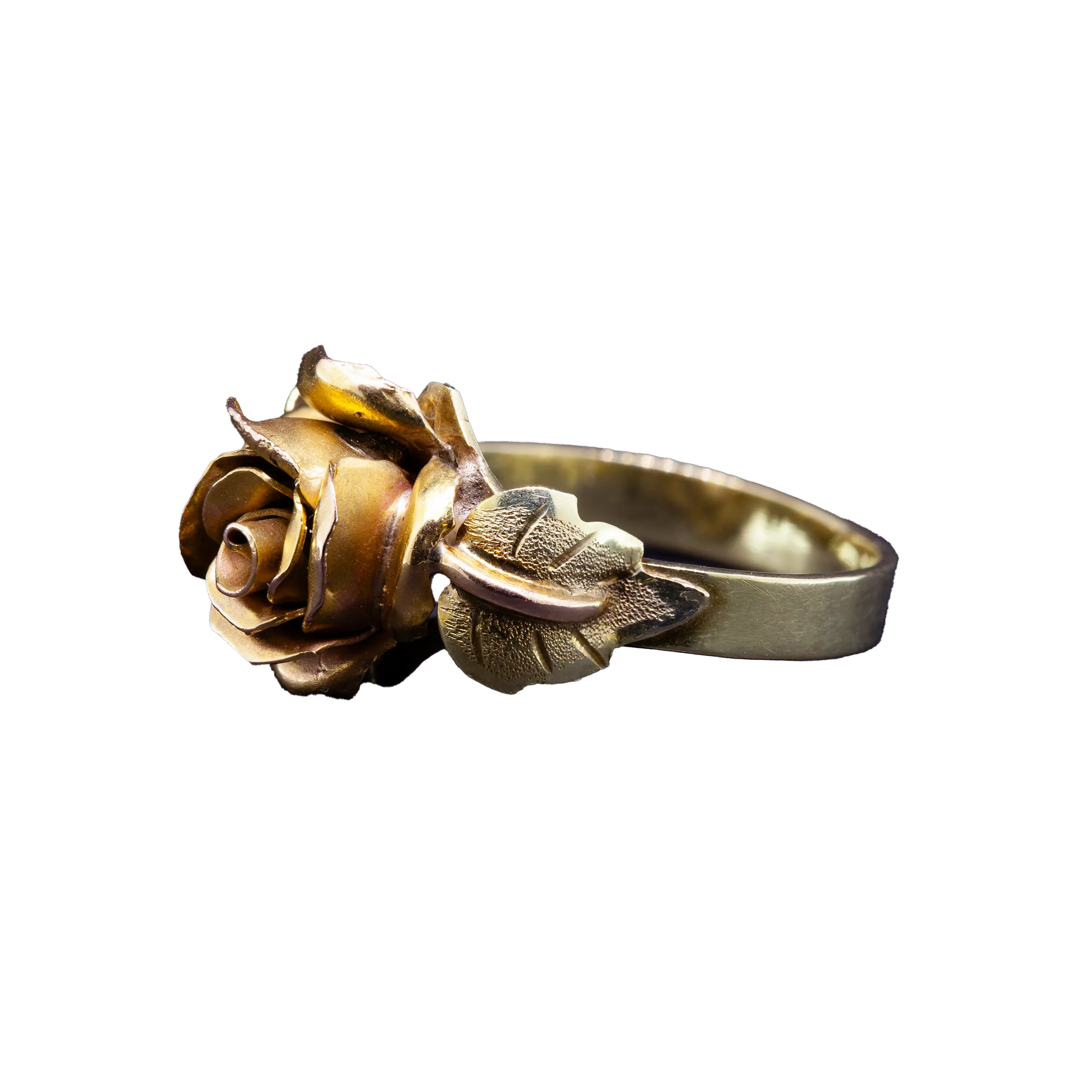 Złoty pierścionek z motywem róży, Vintage