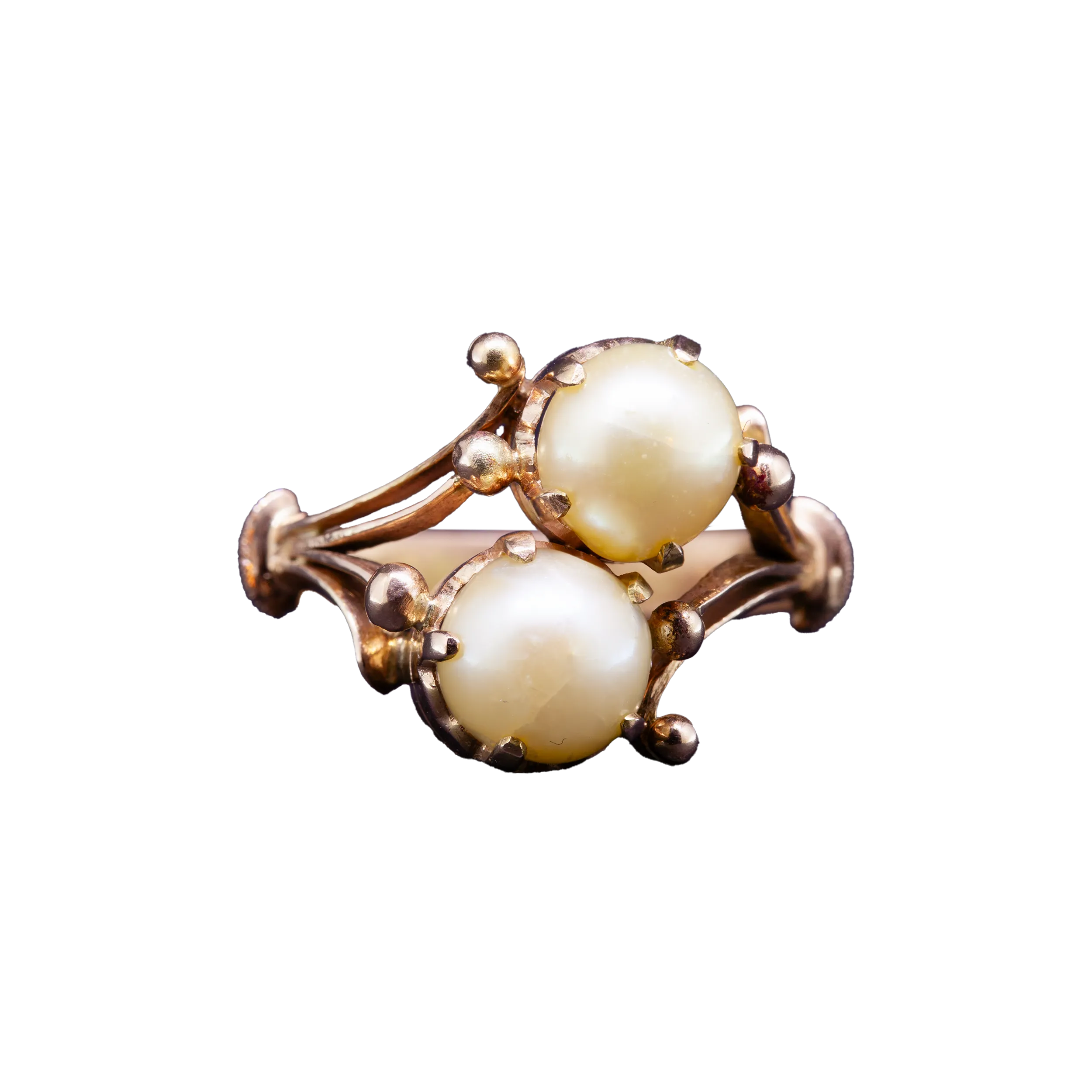 Złoty pierścionek z perłami w stylu secesyjnym, Vintage