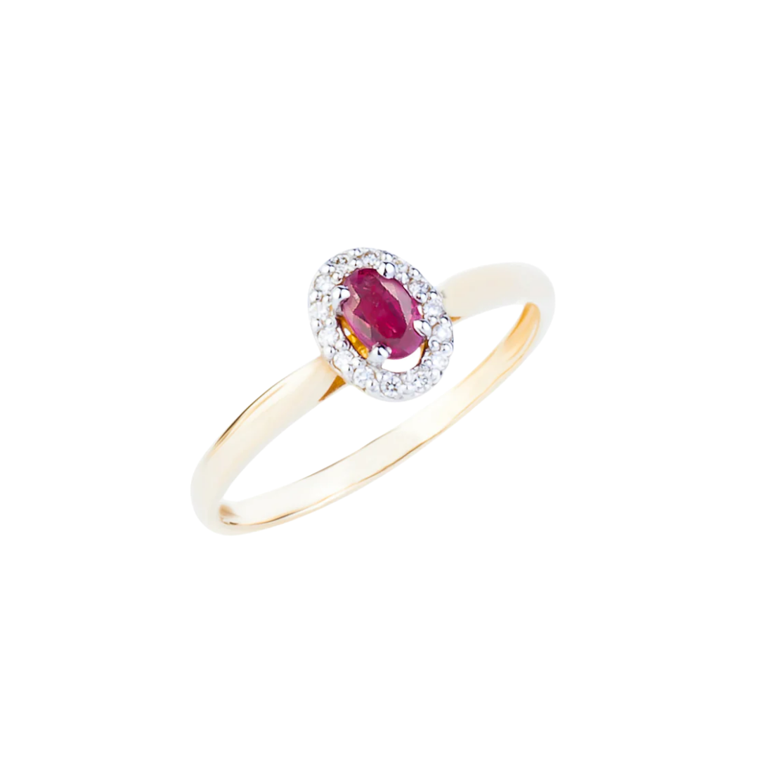 Gold ring with ruby and diamonds