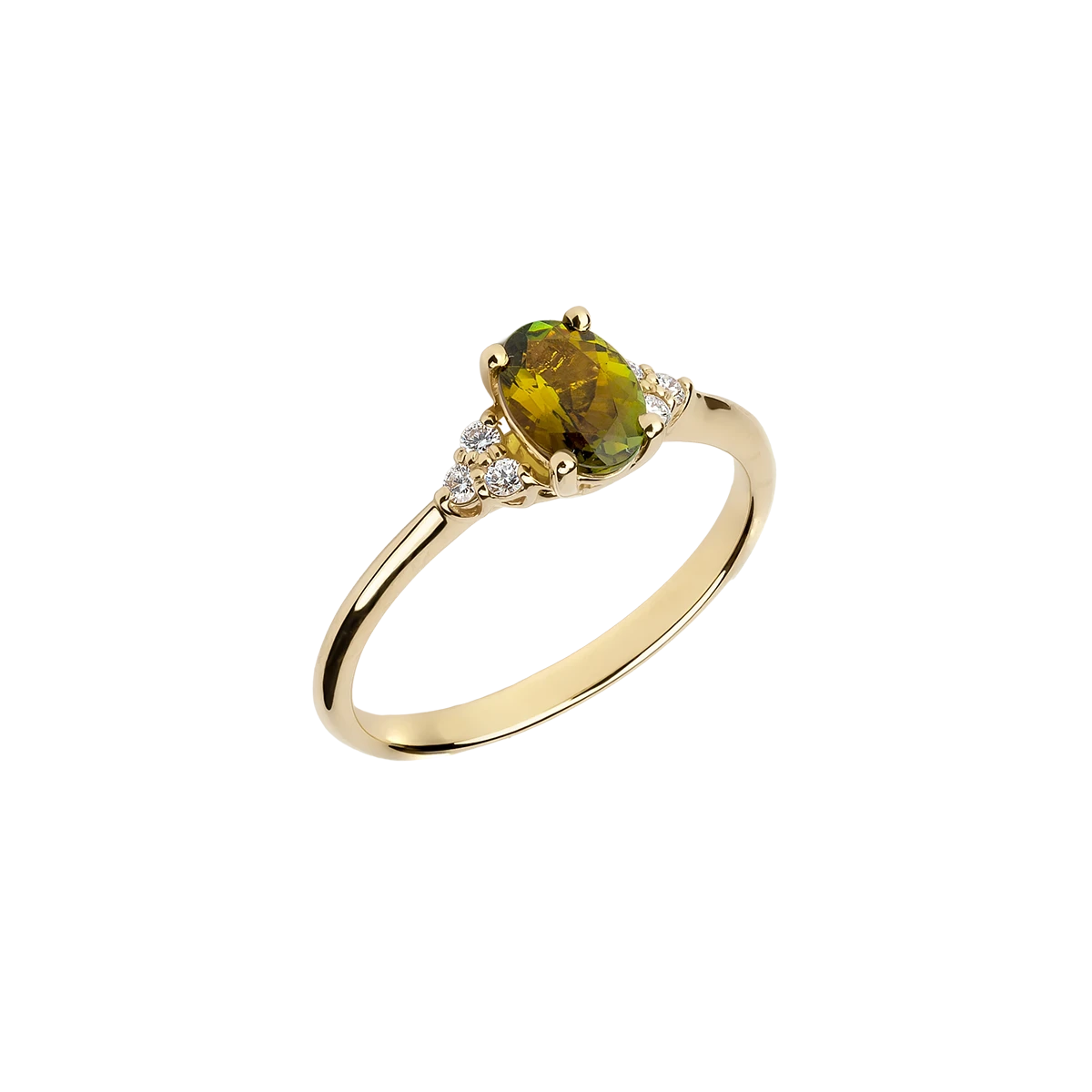 Gold ring with tourmaline and diamonds