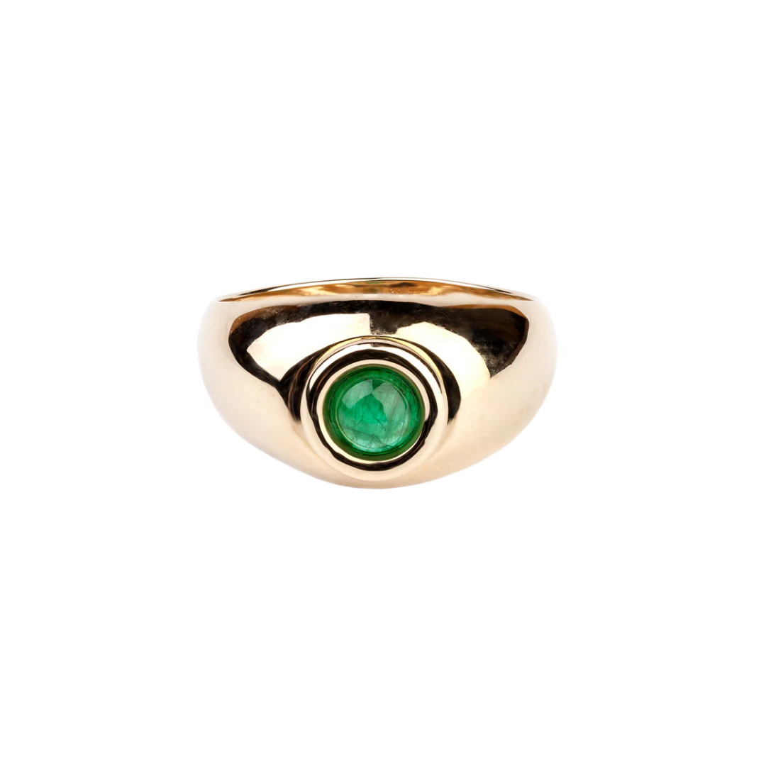 Gold Bubble Ring with emerald