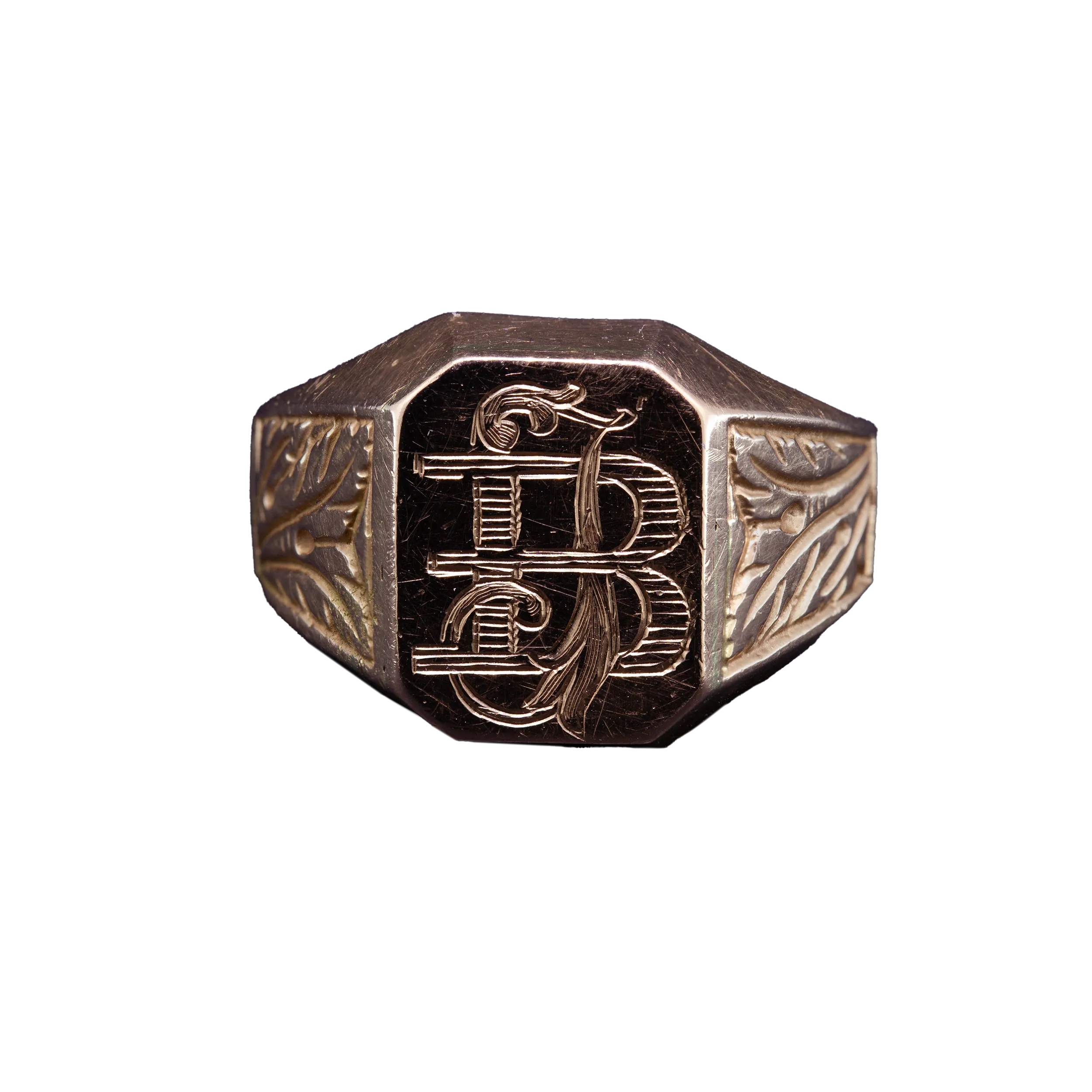 Złoty sygnet z inicjałami BJ, PRL