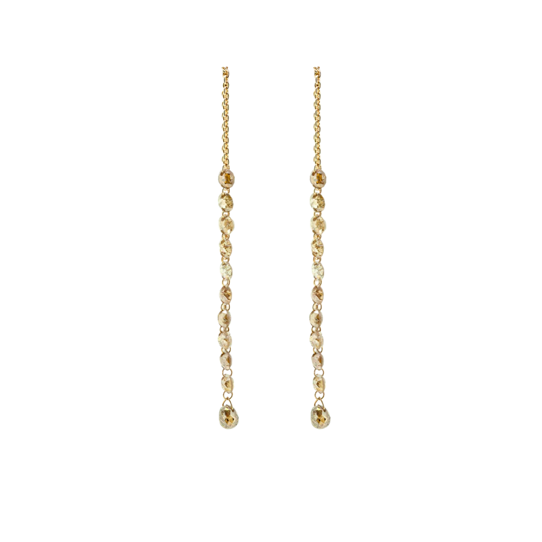 Gold dangling diamond earrings