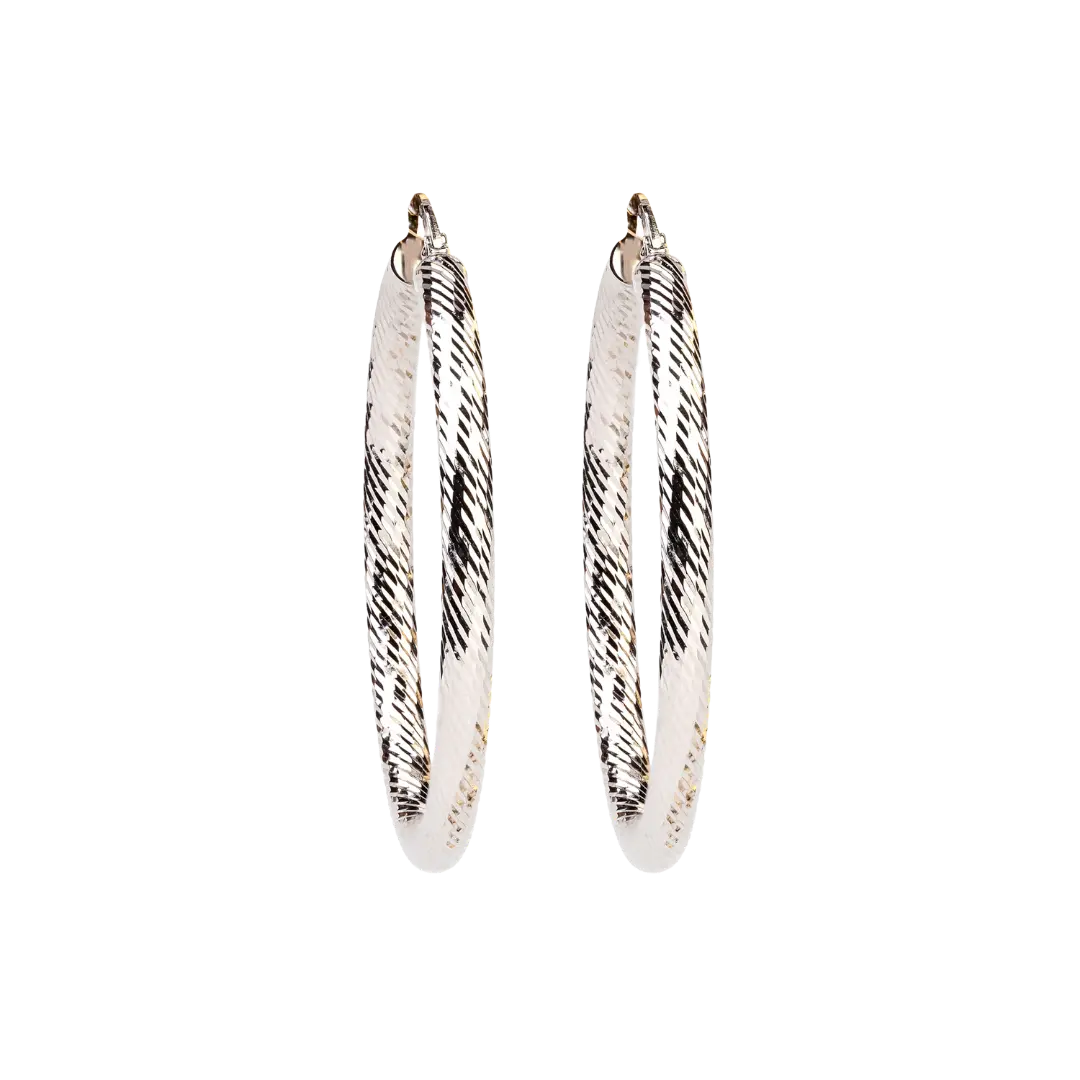 Gold hoop earrings 3.5 cm - diamond-cut