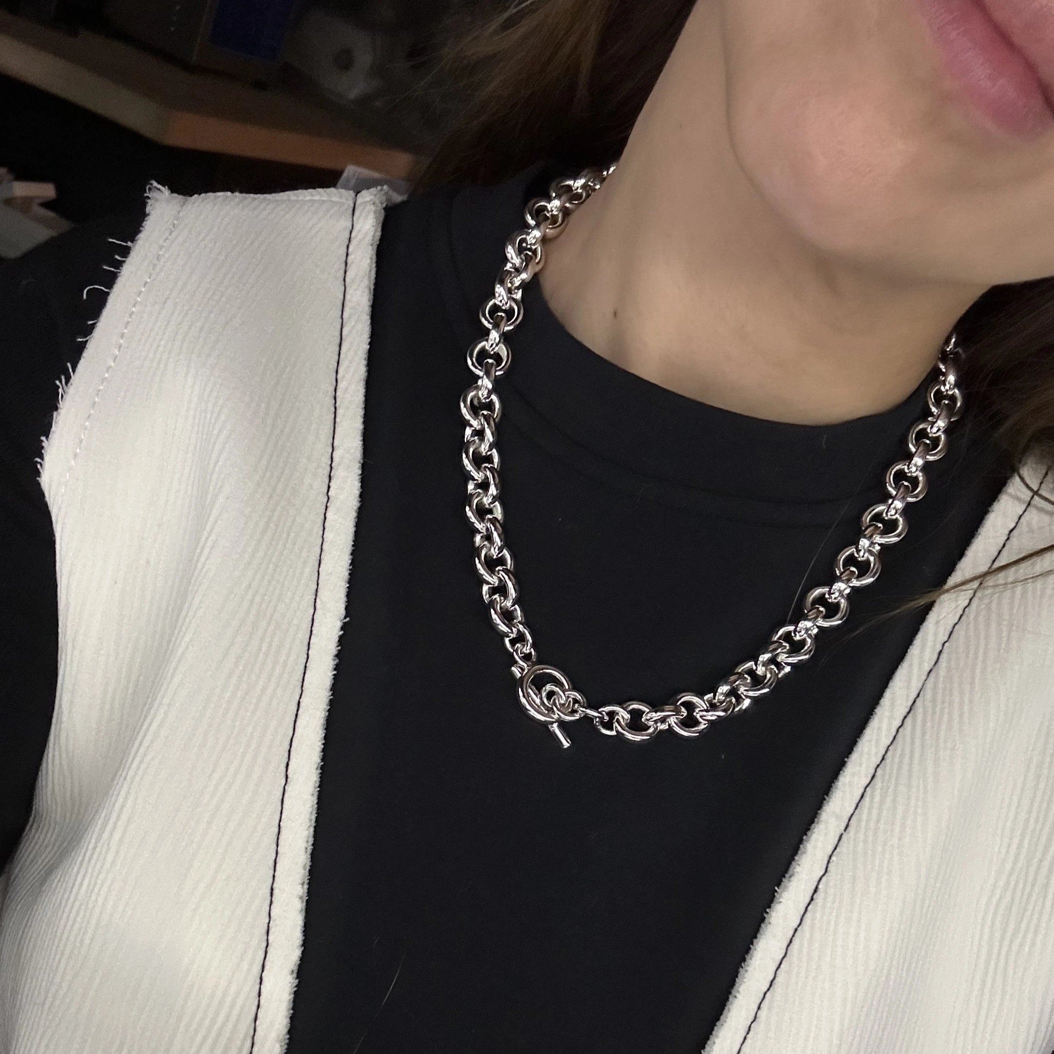 Kolia łańcuchowa SILVER z okrągłych ogniw
