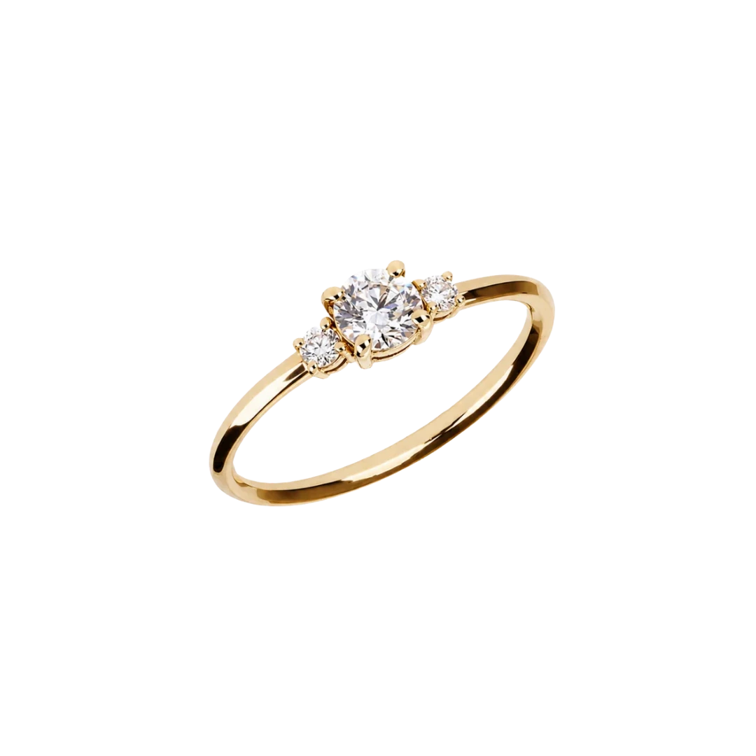 Gold three-stone engagement ring - Trinity