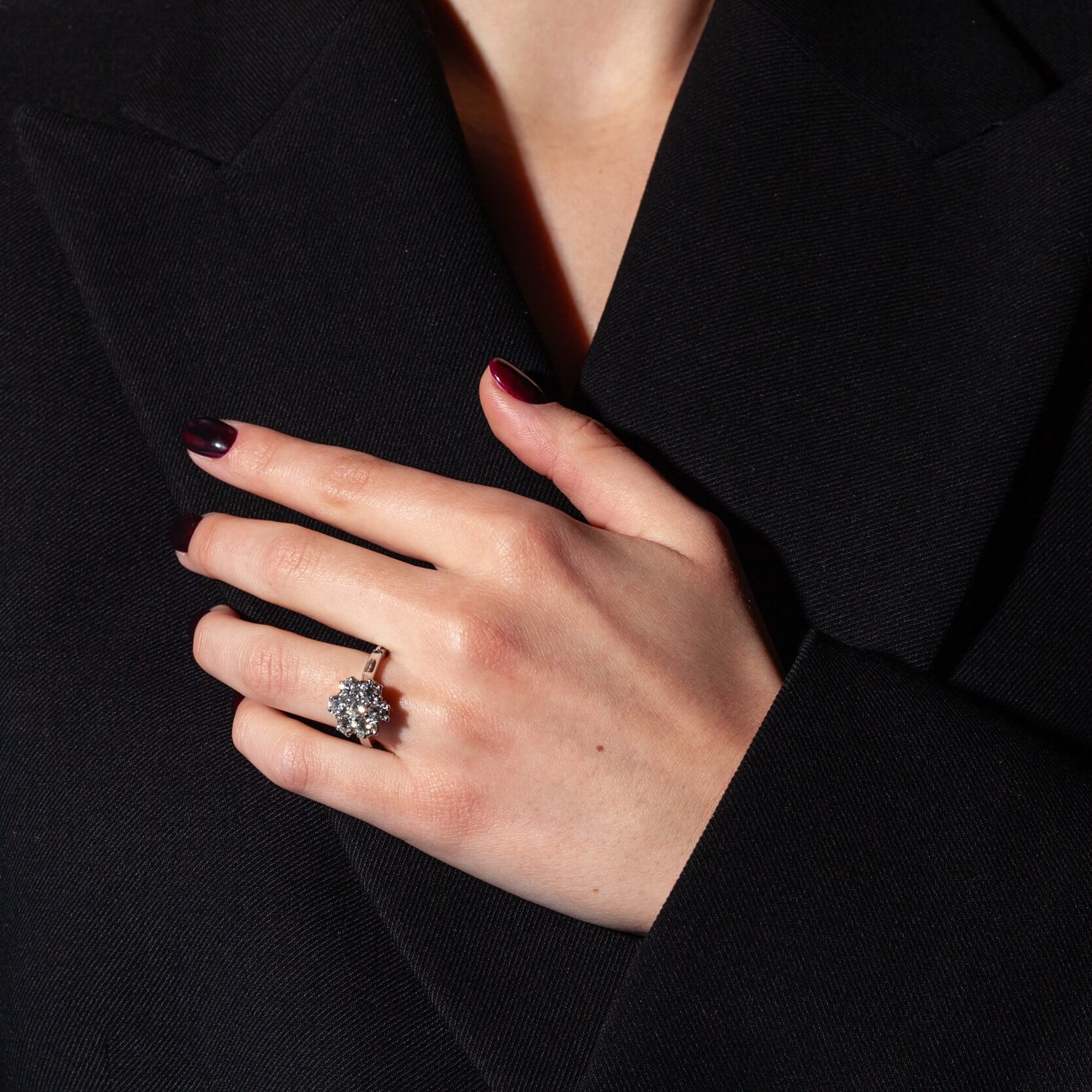 Złoty pierścionek Daisy z brylantami 2 ct, Vintage