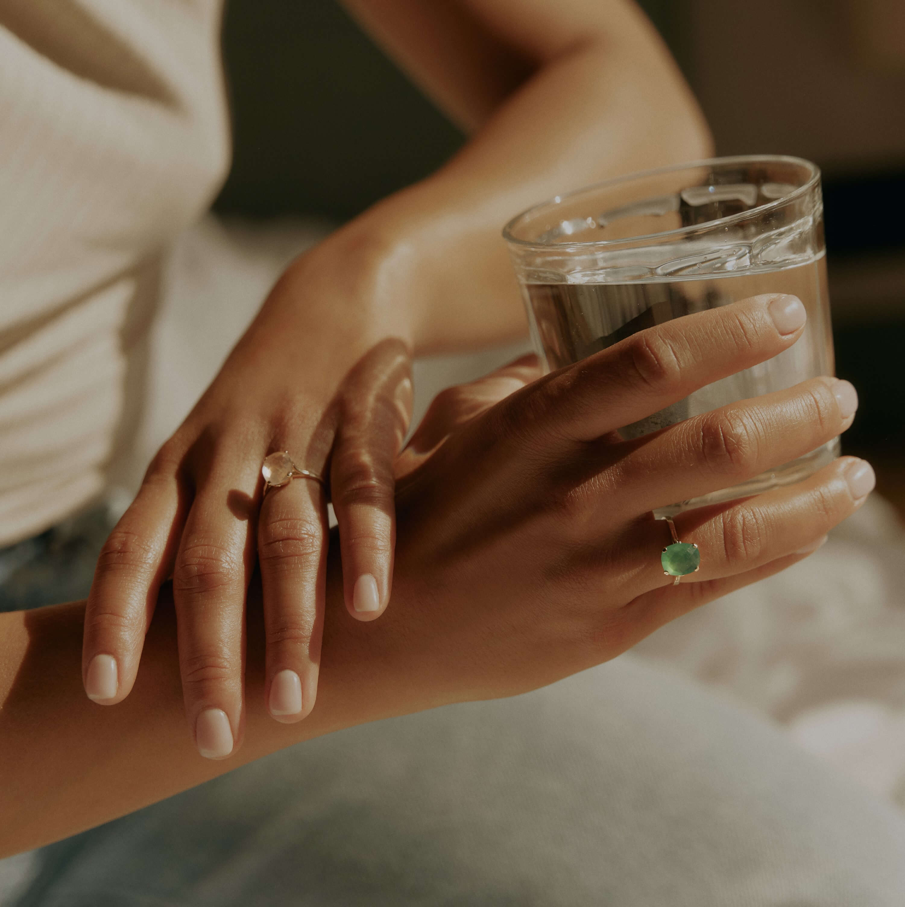 Złoty pierścionek Dolce Vita Mini z kwarcem różowym