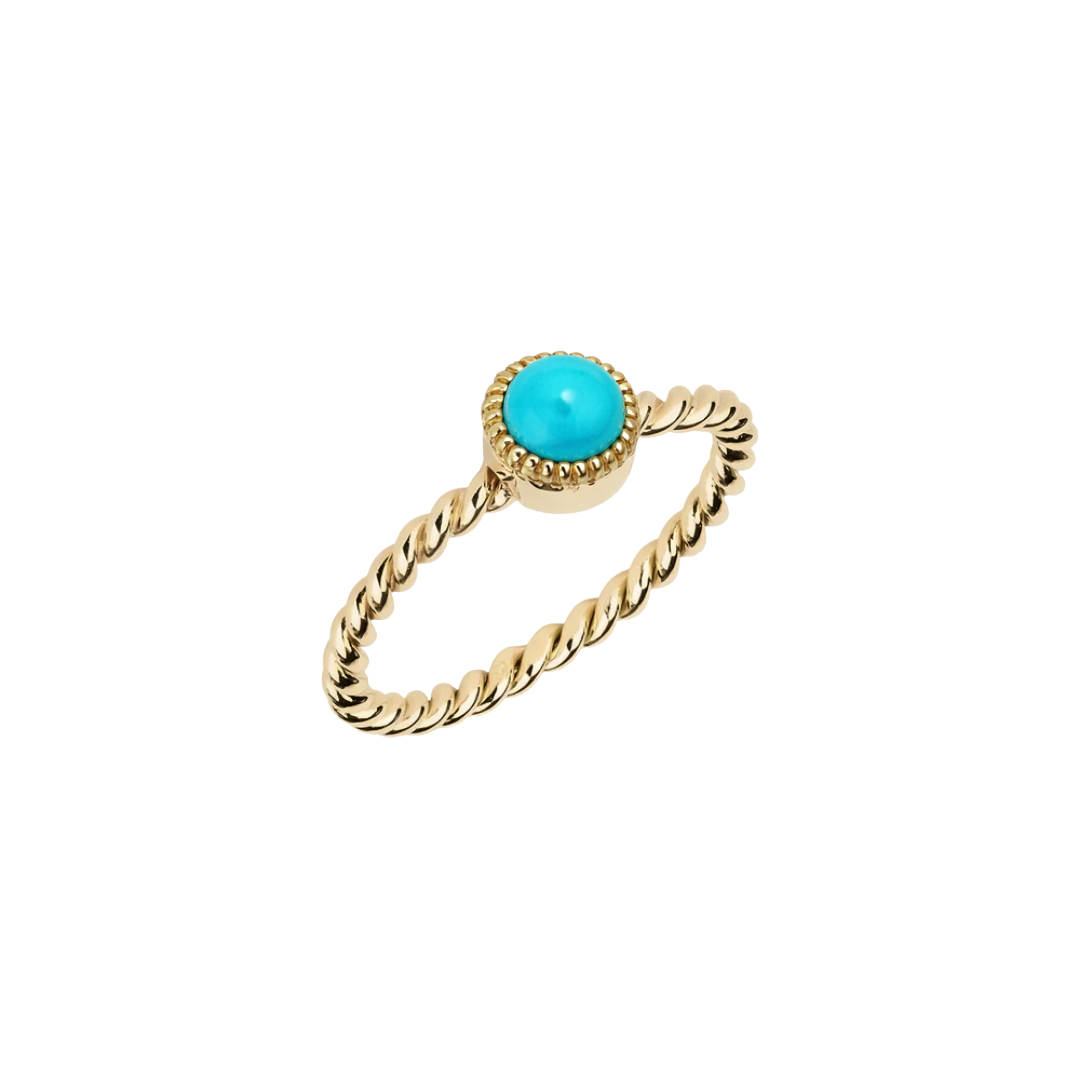 Gold spiral ring with colorful gemstone