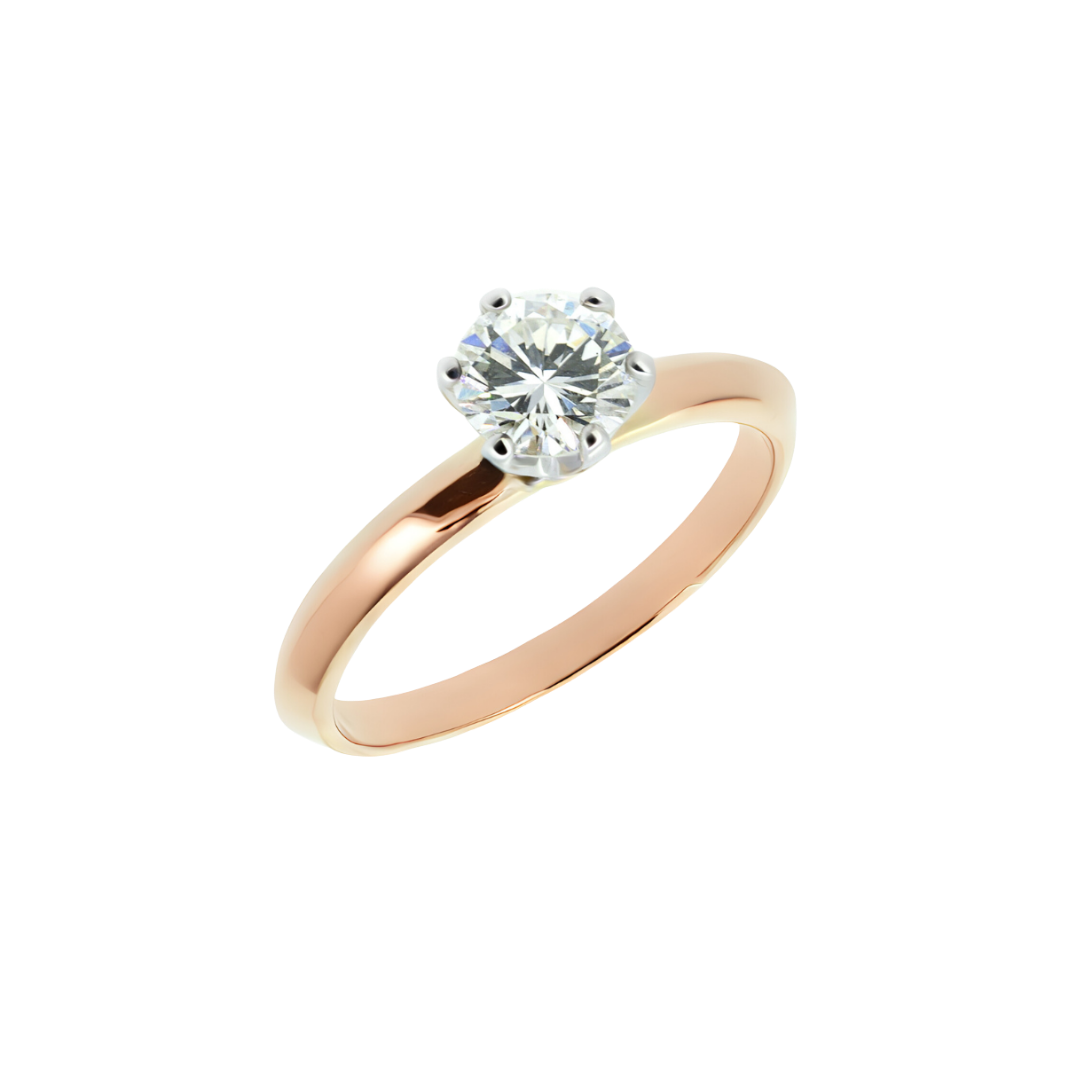 Złoty pierścionek zaręczynowy Syncret Classy Ring z brylantem GIA