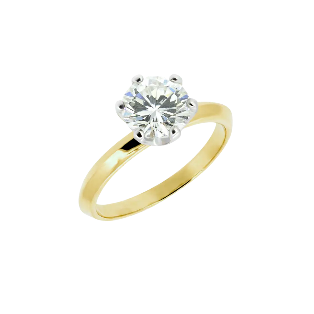 Złoty pierścionek zaręczynowy Syncret Classy Ring z brylantem GIA