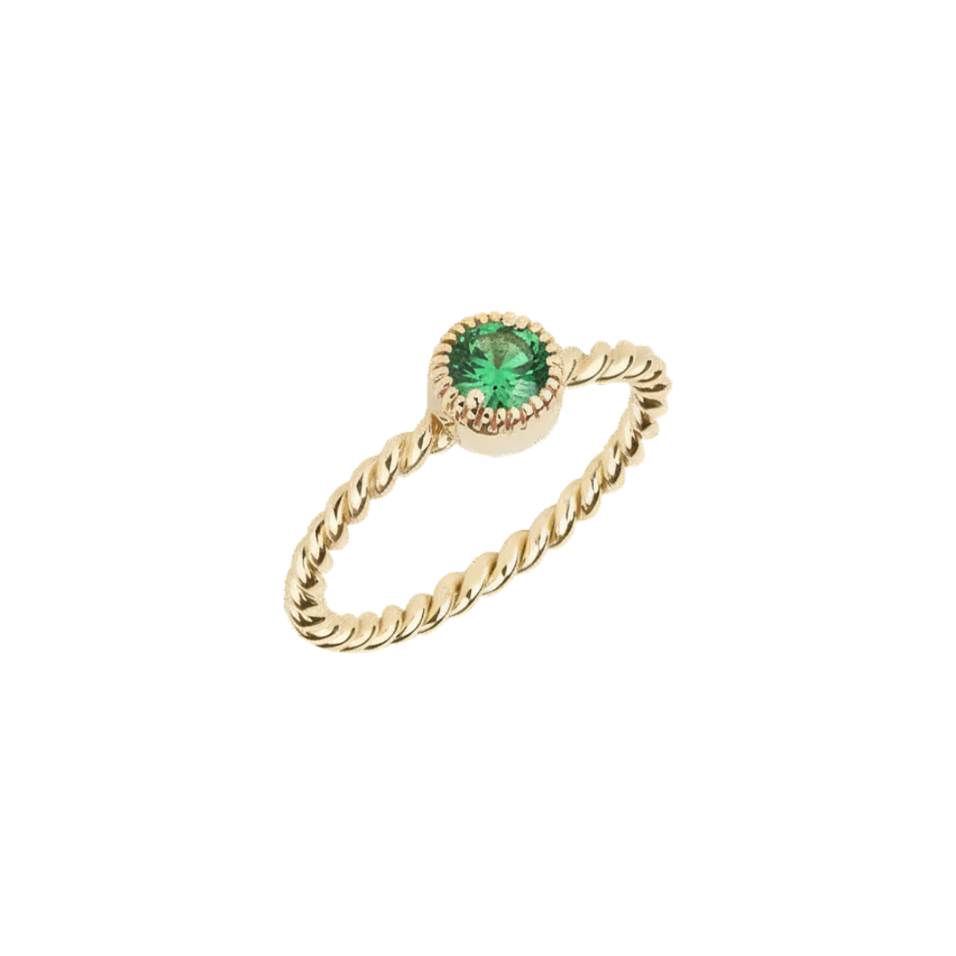 Gold spiral ring with colorful gemstone